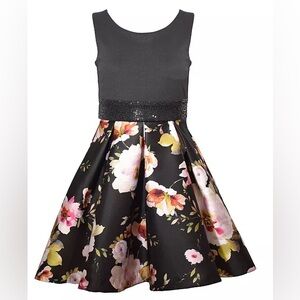 Bonnie Jean Girls Size 14 Black Floral Dress